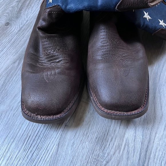 Roper Western Boots Mens American Patriot Brown size 10 square toe flag usa - Picture 3 of 6